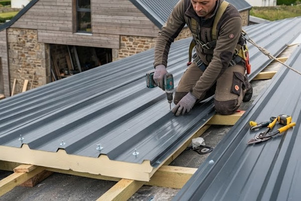 Maison avec toiture bac acier rénovée